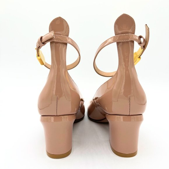 Valentino Garavani Patent Leather Ankle Strap Pumps w Valentino VLOGO Charm - Picture 8 of 11